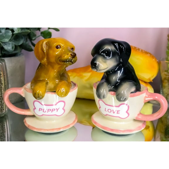 Black Chocolate Teacup Dachshund Puppies Puppy Love Ceramic Salt Pepper Shakers
