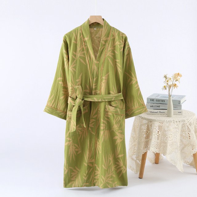 UNISEX Robe 100% Cotton 2025 New women's Robe Loose Jacquard night-robe Pajamas Women/Men Robe V-Neck Pajamas Bathrob