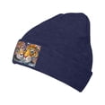 thumbnail image 2 of LNWH Knitted Acrylic Hat, Colorful Swirls Abstract Tigers Pattern Winter Beanie Hat for Cold Weather, Navy Blue, 2 of 8