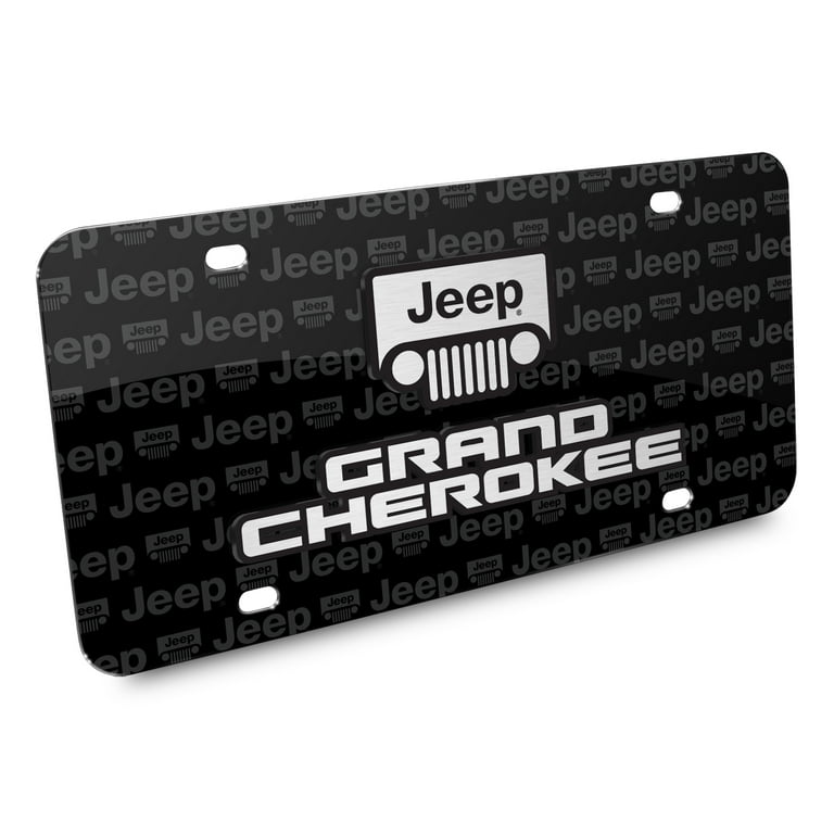 Jeep Grand Cherokee License Plate Frame - Black On Black Carbon Style, Made In USA