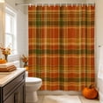 thumbnail image 2 of Plaid Fall Shower Curtain, Waterproof Shower Curtains for Bathroom, Thanksgiving Orange Brown Autumn Farmhouse Harvest Washable Fabric Bathtub Curtain Set Bath Decor with 12 Hooks Standard 72"x72", 2 of 8