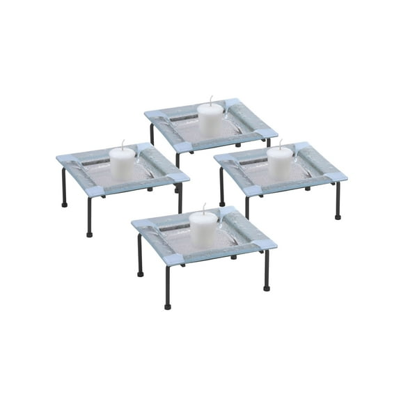 Springdale 3.25"H White Fused 4-Piece Mosaic Candle Holder Set (Candles Not Included)