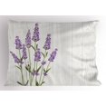 thumbnail image 2 of Ambesonne Lavender Pillow Sham, Herbal Bouquet on Wood, 36" X 20", Olive Green Pale Grey, 2 of 2