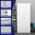 thumbnail image 5 of Metal Garage Storage Cabinet with 2 Doors and 4 Adjustable Shelves - 70.8" Steel Locking Storage Cabinet,Garage Cabinets for Office,Home,Garage,Gym,School (White), 5 of 14