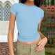 thumbnail image 1 of TaTaai Women's Short Sleeve Striped Blouse, Round Neck Slim Fit Design, Soft Comfortable Fabric, Great for Everyday Wear, Home Activities and Summer Style Gift, 1 of 7