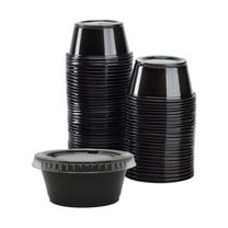 [2500 Sets] 2oz Black Portion Cups with Clear Lids, Disposable Plastic Cups for Meal Prep, Portion Control, Salad Dressing, Medicine, Premium Small Plastic Condiment Container
