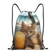thumbnail image 1 of Saiise Relaxing Cat With Orange Juice Pattern Sports Drawstring Backpack - String Swim Gym Bag with Wet Proof Pocket for Women&Men-Medium, 1 of 6