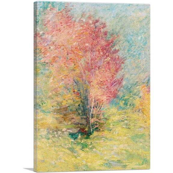 ARTCANVAS The Red Maple 1890 Canvas Art Print by John Henry Twachtman - Size: 18" x 12" (0.75" Deep)