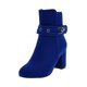 thumbnail image 1 of NECHOLOGY Botas Mujer Adulto Femenino Zapatos Botines mujer Botas de tacón grueso con cremallera lateral decorativa con hebilla de cinturón de ante sólido a la moda para mujer (Blue, 8), 1 of 7