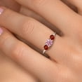 thumbnail image 4 of Gem Stone King 14K White Gold Pink Lab Grown Diamond & Red Garnet 3-Stone Engagement Ring | 1.24 Cttw | Round 5MM and 4MM | Three Stone Wedding Anniversary Promise Ring for Women (Size 7), 4 of 6