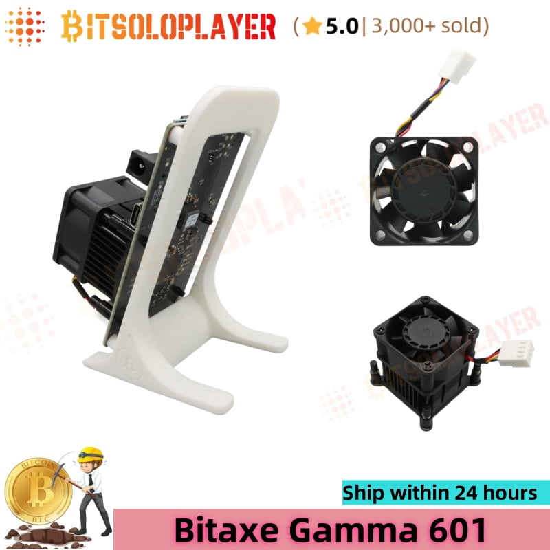 BTC Lotto Miner Bitaxe Gamma 601 BM1370 Chip 1.5TH/s 2.4G WiFi Crypto Mining Machine Bitcoin Home Solo Miner with Stand Silent Fan,White Stand