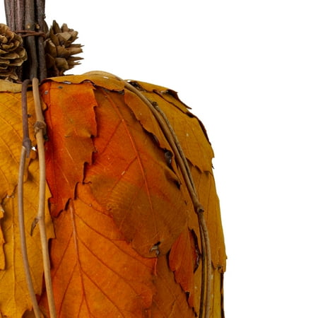 

unbranded-9.75 Orange and Brown Fall Harvest Tabletop Pumpkin