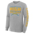 thumbnail image 4 of Men's Fanatics Heather Gray Los Angeles Chargers Hometown Sweep Legacy Long Sleeve T-Shirt, 4 of 5