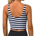 thumbnail image 4 of Picia Navy Blue And White Stripes Sports Bra for Women,Padded Strappy Sports Bras Medium Support Yoga Bra with Removable Cups,Running Yoga Bra-, 4 of 9