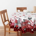 thumbnail image 6 of Sm:)e Valentine's Day Tablecloth 60 Inch Round, Gnomes Truck Red Buffalo Plaid Washable Table Cover for Party Picnic Dinner Decor, 6 of 6
