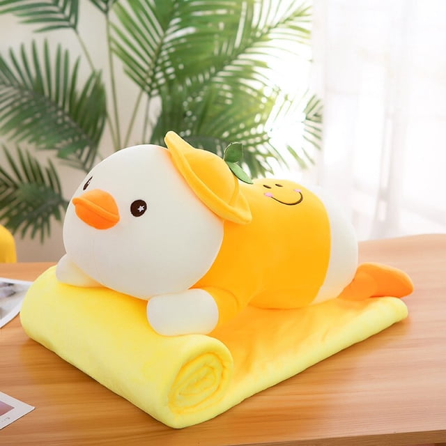 55 / 60cm animal pillow air conditioning blanket plush toy children's gift lovely girl's birthday gift creative Christmas giftDuck 255cm Deng Xun unisex