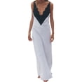 thumbnail image 2 of Women'S V Neck Lace Bodycon Spaghetti Strap Elegant Ruffle Maxi Dresses White M, 2 of 9
