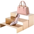 thumbnail image 1 of HEYLEAYAR 3Pack Shoe Display Stand Set, 3 Size Purse Display Stand, Perfume Display Stand Stainless Steel Display Risers Countertop Risers for Showcase Home Boutique Retail Store, Titanium Rose Gold, 1 of 6
