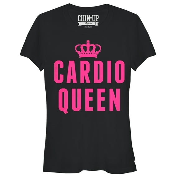 Junior's CHIN UP Cardio Queen  Graphic Tee Black 2X Large