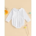 thumbnail image 3 of BemeyourBBs Newborn Baby Girl Boy Bubble Romper Infant Long Sleeve Doll Collar Romper Oversize T-shirt Cotton Basic Bodysuit Top Fall Spring Summer Outfit, 3 of 9