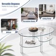 thumbnail image 4 of Modern Oval Coffee Table, Tempered Glass Center Table with Metal Legs for Living Room Home Decor Furniture,Transparent, 4 of 7