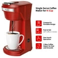 thumbnail image 2 of Cafetière 2 en 1 à Portion Individuelle pour Dosettes K-Cup et Café Moulu, Mini Machine à Café K-Cup avec Tailles d'Infusion de 6 à 14 oz, Cafetière à Tasse Unique avec Infusion Rapide à une Pression, Filtres Réutilisables, Rouge, 2 of 8