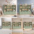 thumbnail image 6 of Hiphuta 3-tier 55"in Large Kids Bookcase with Toy Storage Organizer, Wood Toy Organizer of 6 Boxes & 4 Removable Drawers, Green, 6 of 6