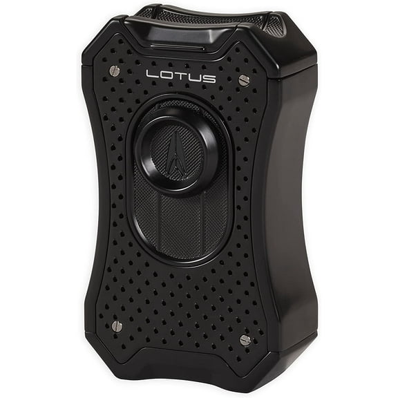 Lotus Emperor Table Cigar Lighter with Quad Wind-Resistant Torch Flames, All Metal Housing, Cigar Rest Cap, Large Flame Adjuster, Extra Large Fuel Tank