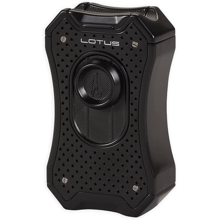 Lotus Emperor Table Cigar Lighter with Quad Wind-Resistant Torch Flames, All Metal Housing, Cigar Rest Cap, Large Flame Adjuster, Extra Large Fuel Tank