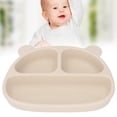 thumbnail image 1 of Assiette à Succion, Assiette pour Bébé en Silicone en Forme d'Ourson avec Succion, Conception à 3 Compartiments, Résistance aux Hautes Températures, Assiettes pour Bébé pour Salle à Manger, Jardin d'Enfants, 1 of 7