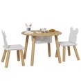 thumbnail image 1 of Qaba Ensemble de Table et Chaises pour Enfants 3 Pcs avec Sac en Filet, Chaises en Forme d'Ours, 1 of 10