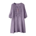 thumbnail image 5 of HAJWOH Women's Floral Embroidered Cotton Linen Maxi Boho Dress Short Sleeve V Neck Dresses Summer Flowy Beach Sundress, 5 of 7