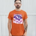 thumbnail image 3 of Tee Hunt Pug Riding a Unicorn in Clouds T-shirt Space Rainbow Trippy Donuts Men's Tee, Orange, XX-Large, 3 of 5