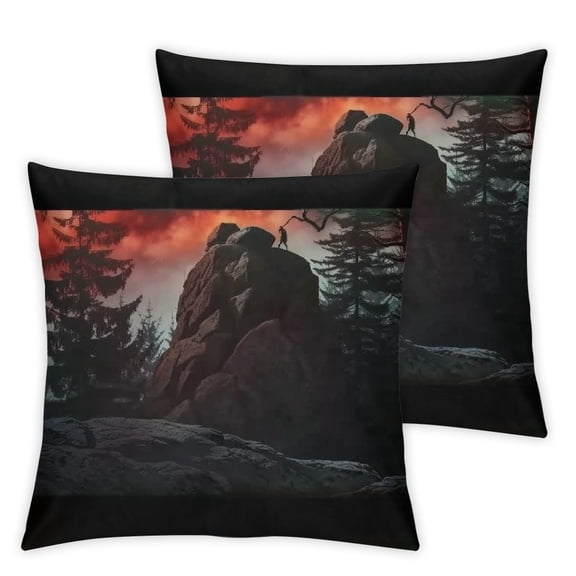 Wolf Pillow Cover Exotic Red White Moon Decor Cushion Cover for Kids Teens Adults Abstract Wild Jungle Animal Print Pillow Case for Living Room Chairs