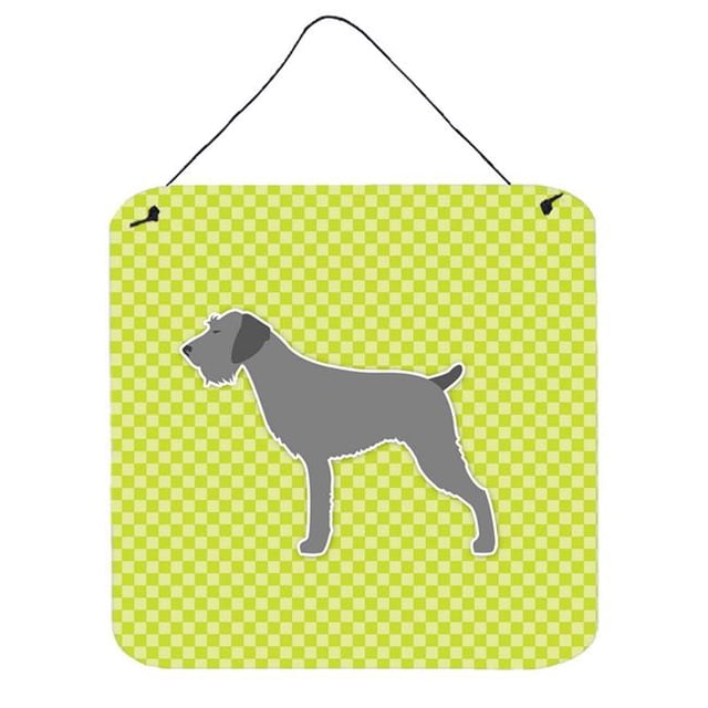 German Wirehaired Pointer Checkerboard Green Wall or Door Hanging Prints
