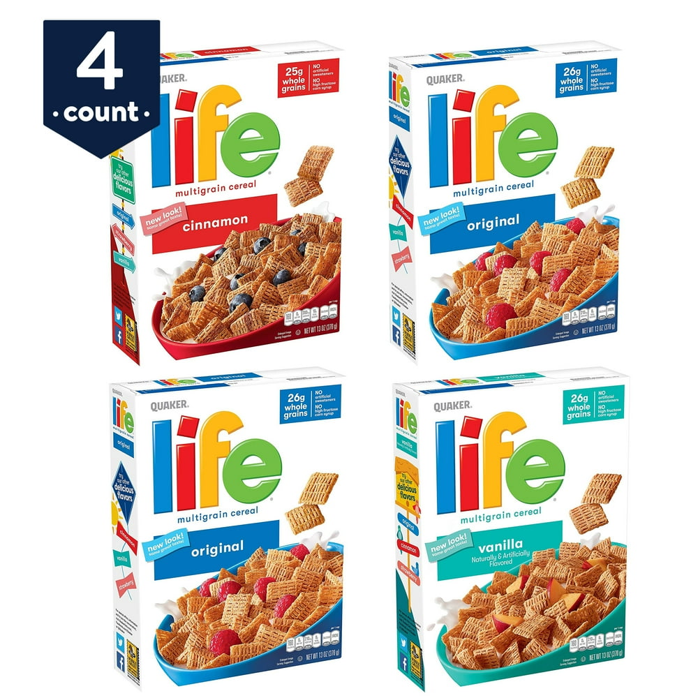 Quaker Life Multigrain Breakfast Cereal, Variety Pack, 13 oz Boxes, 4