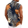 thumbnail image 6 of longantii Men's Casual Button Down Shirts Floral Sleeveless Hawaiian Shirt Tropical Holiday Beach Shirts 2026 Summer Casual Vacation Blouse Cyan 3XL, 6 of 6