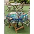 thumbnail image 5 of Outdoor Tablecloth with Umbrella Hole Zipper Stained Glass Sea Turtle Round Tablecloth 54" Waterproof Outside Table Cloth Summer Coastal Ocean Jellyfish Patio Table Cover Tablecloths for Picnic Party, 5 of 8
