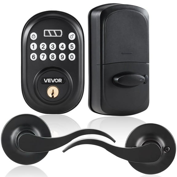 Electronic Door Lock with Handle - Keyless Entry, Programmable Passcode & Physical Key Access