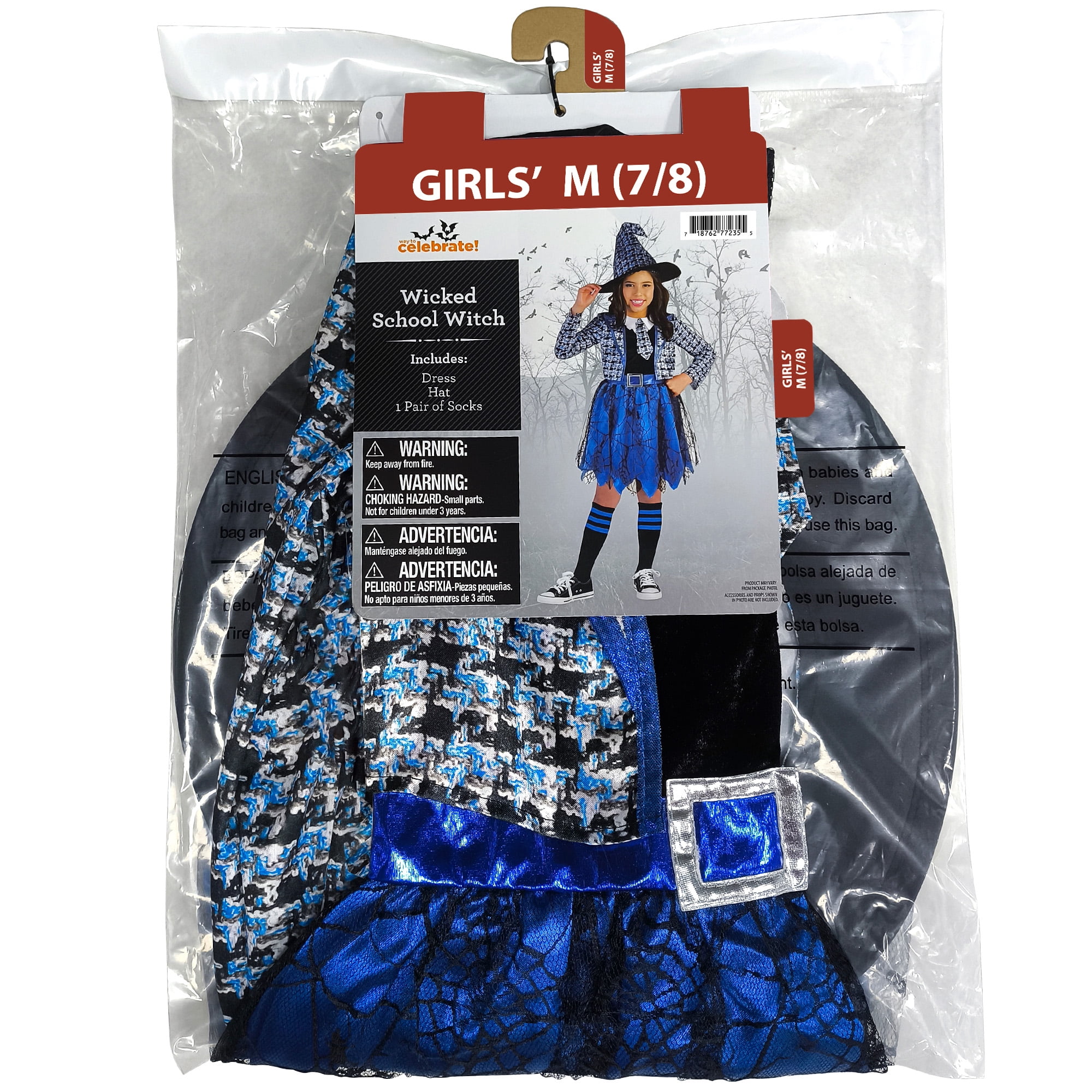 Wicked School Witch Halloween Costume for Children, Girl's Size M (7/8), by Way to Celebrate