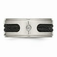 thumbnail image 4 of Titanium Black IP-plated Cables Diamond 10mm Men's Wedding Band Ring Size 12.5 (.05 cttw.), 4 of 8
