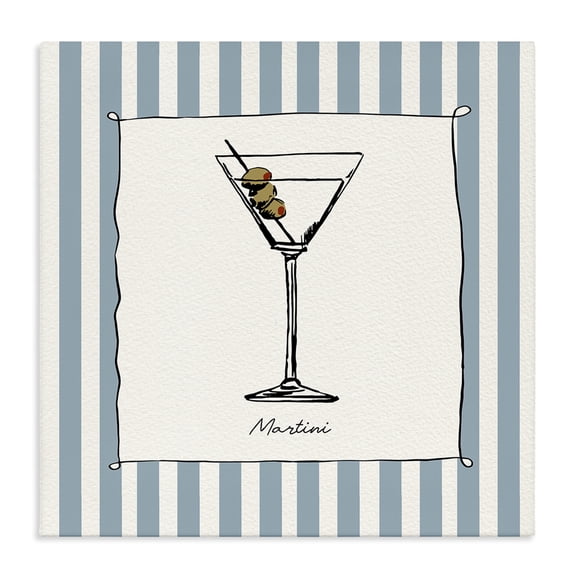 Stupell Industries Contemporary Martini Summer Stripes Canvas Art, 17 x 17, by Susan Jill
