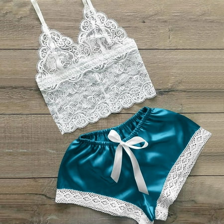 

Pxiakgy intimates for women Women s Lace Pajamas Set Blue + M