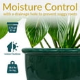 thumbnail image 3 of Sunnydaze Chalet 14.5" x 14.5" x 11.25" H Round Dark Green Ceramic Solid Plant Pot, 3 of 13