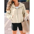 thumbnail image 4 of Womens Zip Up Hoodies Fleece Jackets Oversized Sweatshirts Fall Fashion Outfits Sweaters Winter Clothes Light Yellow S, 4 of 6