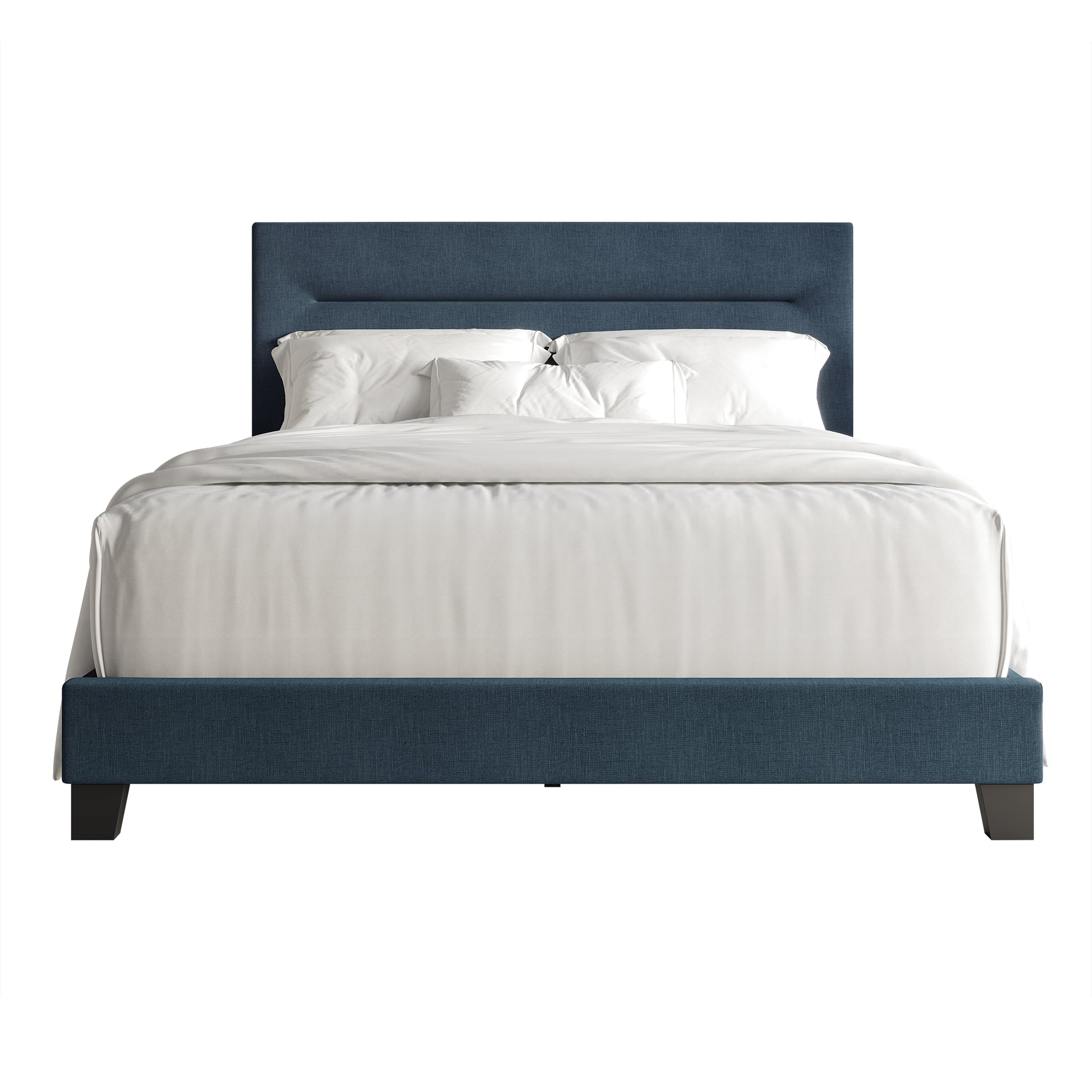 Castle Place Simple Linen Upholstered Queen Bed, Blue
