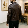 thumbnail image 5 of LYSMORA 2026 Men's Asymmetric Zip Faux Leather Jacket, Lapel Collar Belted Waist Multi Zipper Pockets Loose Fit Biker Casual Outerwear, 5 of 8