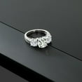 thumbnail image 4 of Gem Stone King 925 Sterling Silver Green Prasiolite and Lab Grown Diamond Engagement Ring for Women | 3.33 Cttw | Round 8MM | Gemstone Birthstone | Size 5, 4 of 4