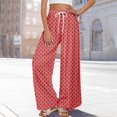 thumbnail image 4 of High Waisted Petite Wide Leg Palazzo Pants, Boho Beach Vacation Casual, Polyester Spandex, Red 3XL, Size S-3XL, 4 of 7