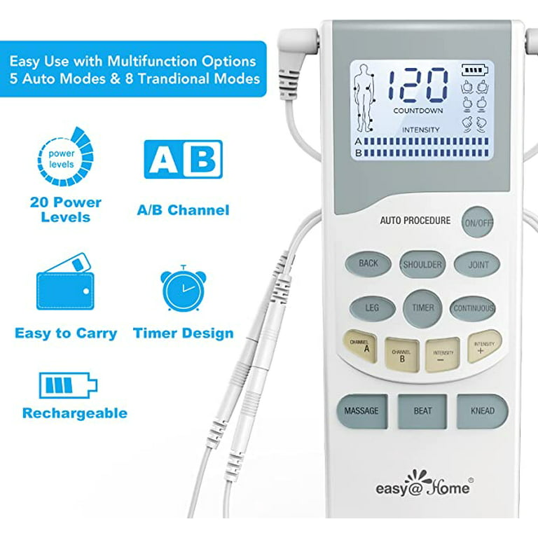 Easy@Home Professional TENS Unit Muscle Stimulator Tens Machine Massager,  Powerful 2-Output EHE012PRO 